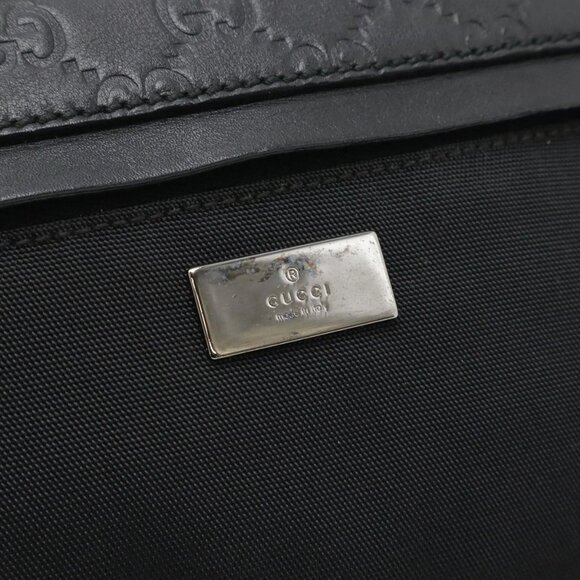 Authentic Gucci GG Supreme Monogram Waist Bag Belt Bag Pouch Mens Black Leather - Picture 3 of 10
